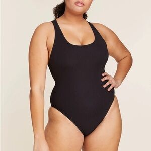 Andie - Black Ribbed Tulum One Piece Swimsuit